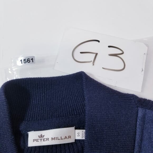 Peter Millar Wool Blend Navy Woven Ribbed Knit Quilted Bomber Jacket - Picture 16 of 16